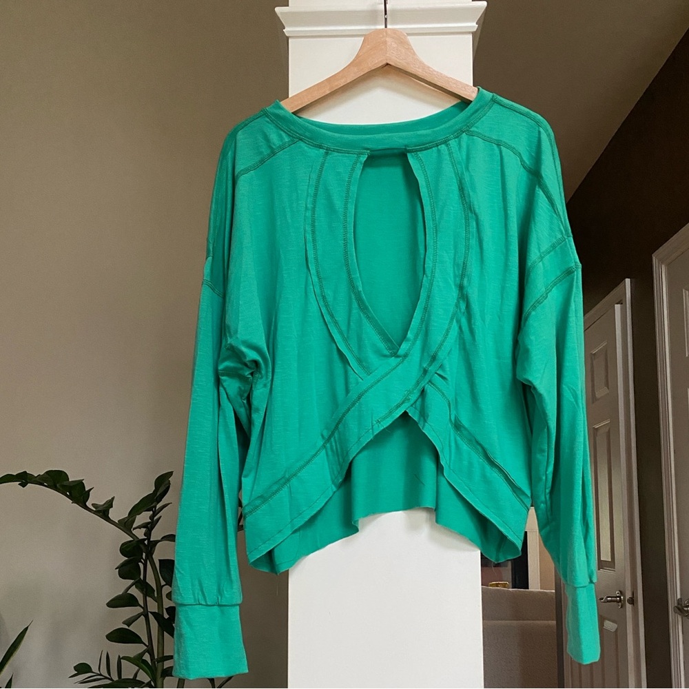 NEW Women's Backless Loose Tops Long Sleeve Workout Tops
